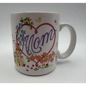 Avon Vintage "Mom" Coffee Mug Cup Bunny Floral Hearts Mother